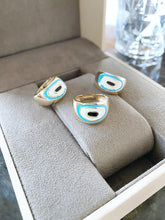Gold Evil Eye Ring, Blue Evil Eye, Stacking Ring, Adjustable Ring, Large Evil Eye