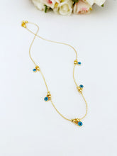 Blue Evil Eye Necklace with Gold Chain, Dainty Evil Eye Necklace, Tiny Evil Eye