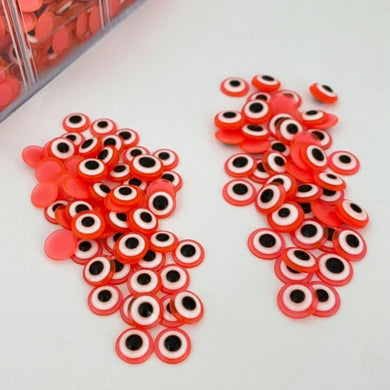 100 pcs Evil Eye Cabochons, 8mm 10mm sizes, BULK 1000 pcs, Orange Resin Cabs