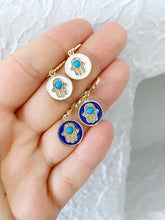 Hamsa Earrings, Blue White Hamsa Charm Earrings, Hamsa Gold Earrings