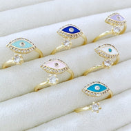 Boho Evil Eye Ring, Adjustable Gold Ring, Minimalist Jewelry, Healing Jewelry - Evileyefavor