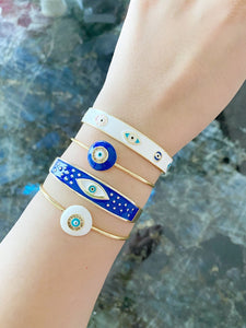 Evil Eye Cuff Bracelet, Blue Evil Eye Bracelet, White Evil Eye Bracelet, Bangles