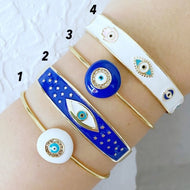Evil Eye Cuff Bracelet, Blue Evil Eye Bracelet, White Evil Eye Bracelet, Bangles