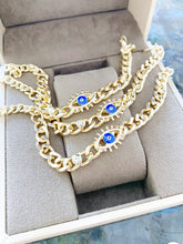 Blue Evil Eye Bracelet, Tarnish Resistant Bracelet, Gold Evil Eye Chain Bracelet