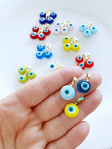 Handmade Murano Bead, Evil Eye Bead with Gold Hook, Evil Eye Necklace Pendant, 1-10 pcs