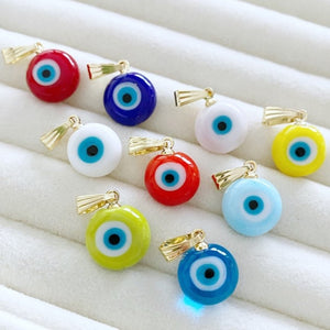 10 Square Blue Glass Evil Eye Beads, Chunky Artisan Handmade Lucky