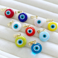 Handmade Murano Bead, Evil Eye Bead with Gold Hook, Evil Eye Necklace Pendant, 1-10 pcs