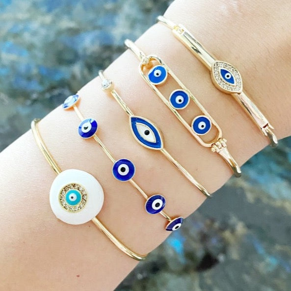 Bracelet for Women, Evil Eye Bracelet Cuff, Blue Evil Eye Bracelet, Greek Evil Eye