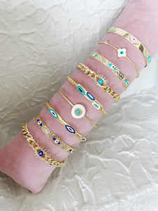Evil Eye Cuff Bracelet Set, Gold Evil Eye Bracelet, Evil Eye Jewelry, Birthday Gift
