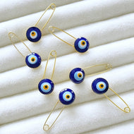 Evil Eye Safety Pin - Blue Evil Eye Bead - Baby Protection Pin - Tiny Evil Eye - Evileyefavor