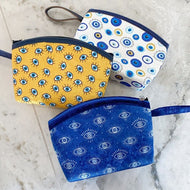 Blue Evil Eye Bag, Makeup Bag, Clutch Bag for Woman, Evil Eye Purse, Yellow