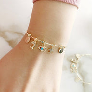 Evil Eye Bracelet, Dainty Dangle Bracelet, Delicate Gold Bracelet