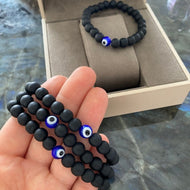 Evil Eye Bracelet for Men, Natural Stone Onyx Bead Bracelet, Adjustable Bracelet, Yoga Bracelet - Evileyefavor