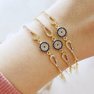 Greek Evil Eye Bracelet, Gold Chain Bracelet, Greece Evil Eye Jewelry, Zircon Charm
