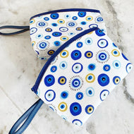 Evil Eye Clutch Bag, White Evil Eye Makeup Bag, Evil Eye Purse, Travel Bag