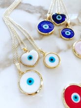Murano Evil Eye Necklace, Greek Evil Eye Necklace, Murano Lampwork Necklace, Heart