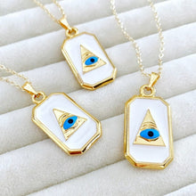 Grecee Evil Eye Necklace, White Evil Eye Enamel Necklace, Gold Greece Jewelry, Layering Necklace