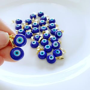 Greek Evil Eye Bead, 1 to 10 pcs, Blue Glass Handmade Bead, Blue Evil Eye Jewelry Supplies, DIY