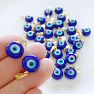 Greek Evil Eye Bead, 1 to 10 pcs, Blue Glass Handmade Bead, Blue Evil Eye Jewelry Supplies, DIY