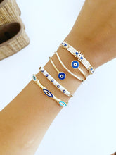 Greek Evil Eye Cuff Bracelet, Blue Evil Eye Jewelry, Gold Adjustable Cuff