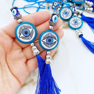Greek Evil Eye Beads, Car Rear Mirror Charm with Evil Eye, Car Accessories