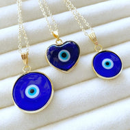 Blue Evil Eye Necklace, Greek Evil Eye Bead, Gold Necklace, Murano Glass Bead
