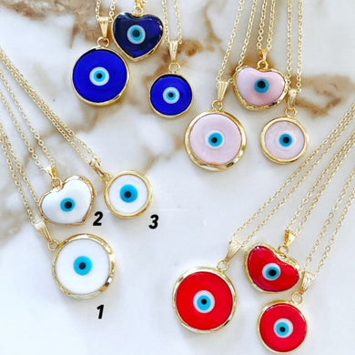 Murano Evil Eye Necklace, Greek Evil Eye Necklace, Murano Lampwork Necklace, Heart