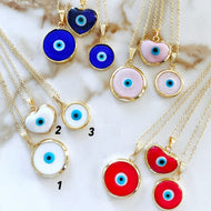 Murano Evil Eye Necklace, Greek Evil Eye Necklace, Murano Lampwork Necklace, Heart - Evileyefavor