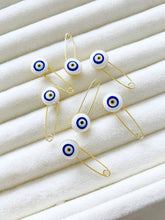 Lucky Evil Eye Safety Pin, Evil Eye Stroller Charm, White Evil Eye Pin, Newborn Gift