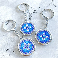 Greek Evil Eye Keyring, Silver Evil Eye Keychain, Turkish Evil Eye Accessories, Car Charm