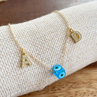 Greek Evil Eye Necklace, Personalized Initial Necklace, Evil Eye Name Necklace