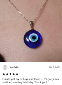 Greek Evil Eye Necklace, Gift for Her Dainty Necklace, Blue Glass Evil Eye Bead, Silver