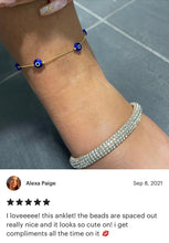 Greek Evil Eye Anklet, Women Evil Eye Ankle Bracelet, Blue White Evil Eye Beads, Minimal