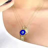 Blue Evil Eye Necklace, Greek Evil Eye Charm, Gift for Her Jewelry, Gold Silver