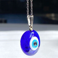 Greek Evil Eye Necklace, Gift for Her Dainty Necklace, Blue Glass Evil Eye Bead, Silver
