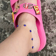 Greek Evil Eye Anklet, Women Evil Eye Ankle Bracelet, Blue White Evil Eye Beads, Minimal