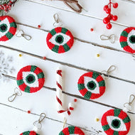 Evil Eye Punch Needle Keychain, Christmas Gift Ideas, Christmas Tree Ornament