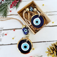 Christmas Gifts, Evil Eye Christmas Ornament, Gold Evil Eye Bead