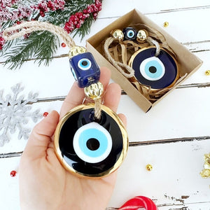 Christmas Gifts, Evil Eye Christmas Ornament, Gold Evil Eye Bead