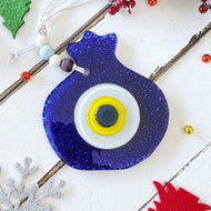 Handmade Glass Evil Eye Pomegranate, Good Luck Talisman Ornament, Christmas Gift
