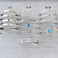 Silver Evil Eye Cuff Bracelet SET, Wholesale Bracelets, Silver Cuff Bracelet
