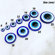 Evil Eye Resin Cabochons Flat backs, 20 pcs Resin Charms, 6mm to 25mm - Evileyefavor