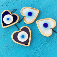 Valentines Day Decor, Evil Eye Heart Wall Hanging, Glass Heart Wall Decor - Evileyefavor