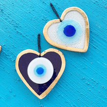 Valentines Day Decor, Evil Eye Heart Wall Hanging, Glass Heart Wall Decor