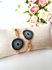 Evil Eye Bracelet, Gold Chain Bracelet, Evil Eye Zircon Charm, Greek Jewelry - Evileyefavor