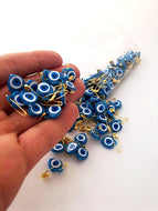 50% SALE - 100 pcs evil eye safety pins - evil eye beaded safety pins - Evileyefavor