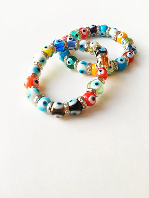 Evil Eye Bracelet, Stretchable Rainbow Bracelet - Evileyefavor