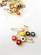BIG SALE Lucky evil eye safety pin, protection for baby, gold plated evil eye pins, baby boy gift pin - Evileyefavor
