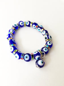 Evil Eye Protection Bracelet, Blue Evil Eye Bracelet, Stretchable Bracelet - Evileyefavor