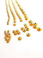 Yellow evil eye beads - Flat glass bead - 6mm to 12mm - Evileyefavor